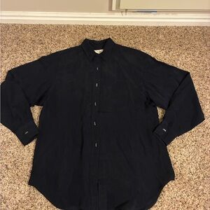 Vintage Longhorn Western Shirt Unisex Large silky fabric metal buttons